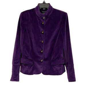 Etcetera Womens Vintage Velvet Blazer Jacket Size 12 M Purple Button Boho Fairy